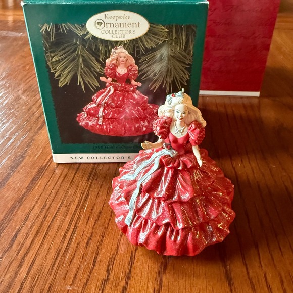 Hallmark Other - Hallmark 1996 Holiday Barbie Ornament 1988 Holidays Collector Club Red Gown